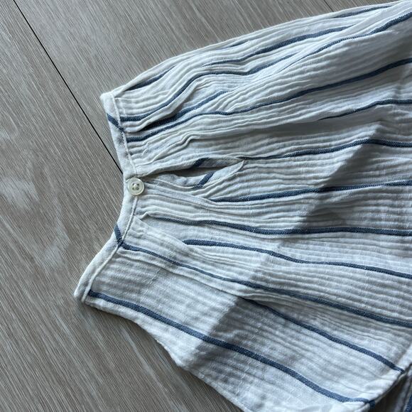 J Crew Puff Sleeve Top In Sheer Gauze Womens Medium White Striped - Picture 6 of 11